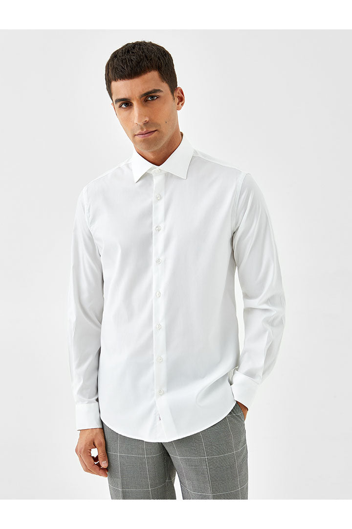 Camisa slim fit de algodão com colarinho de dois botões Lion of Porches